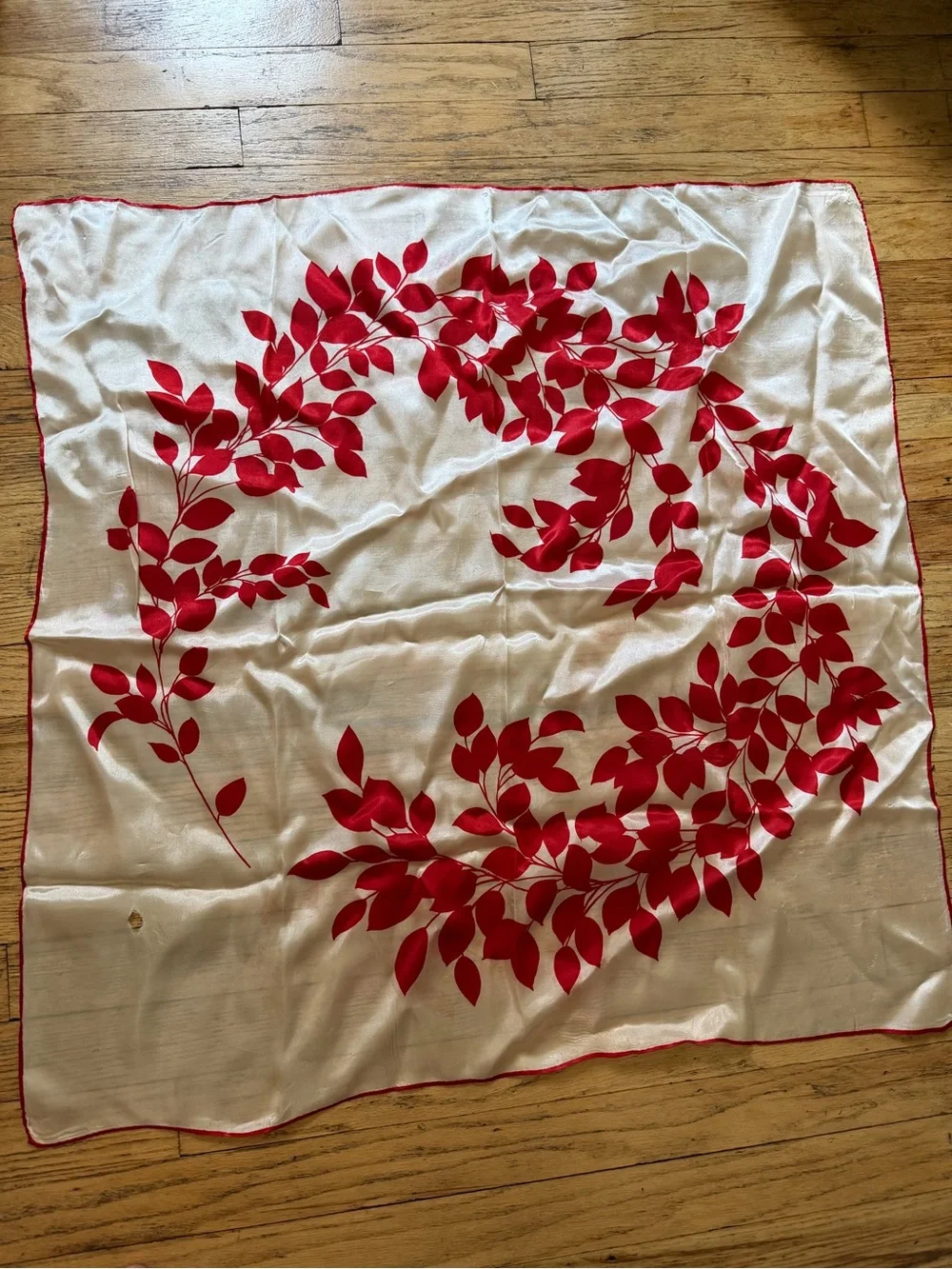 Vintage Red Leaf Vine Silk Scarf